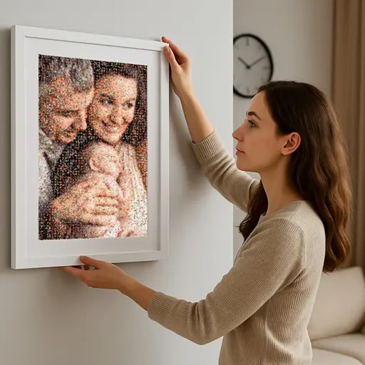 Professional framed custom photo mosaic